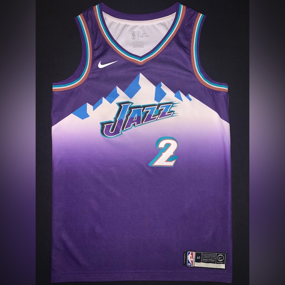 SOLD Nike Joe Ingles Utah Jazz #2 Purple Classic Throwback Swingman Jersey 40 S - Picture 3 of 7